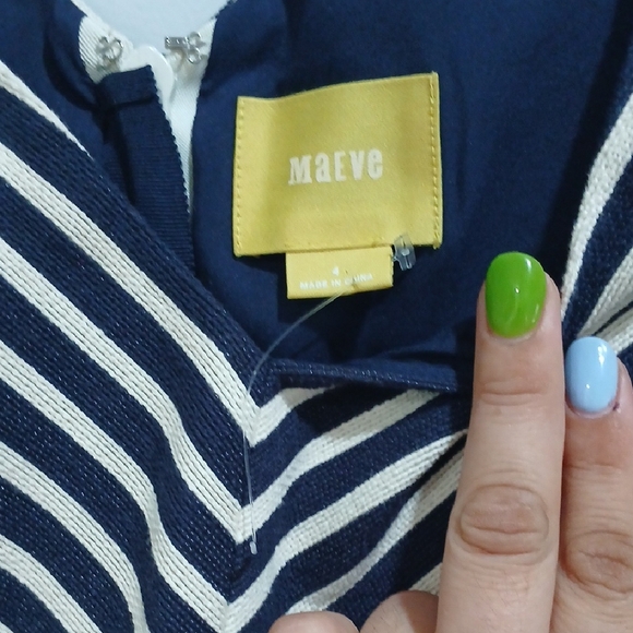 Maeve Black and White A-Line Midi Dress V-Neck Sleeveless New Without Tags - Picture 5 of 16